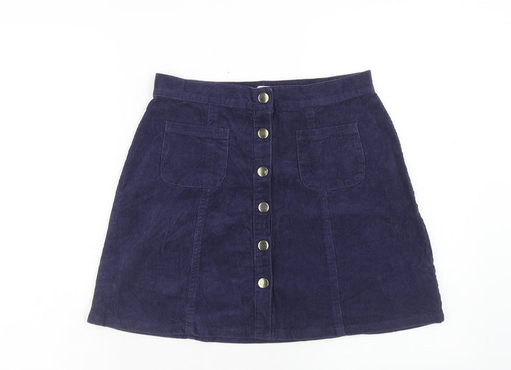 Cooperative Womens Purple Cotton Mini Skirt Size M Button