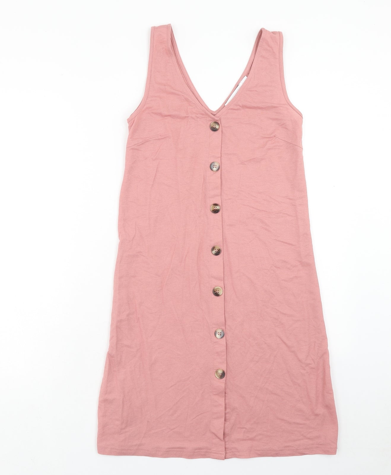 Warehouse Womens Pink Polyester Tank Dress Size 8 V-Neck Pullover