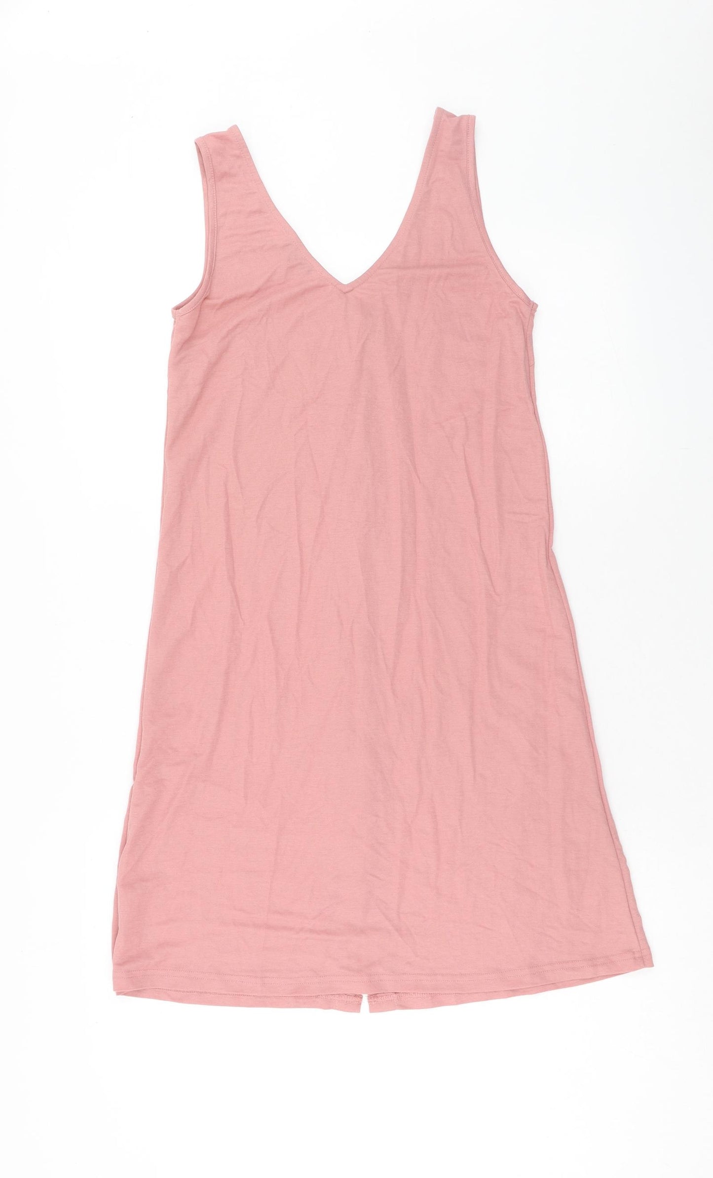 Warehouse Womens Pink Polyester Tank Dress Size 8 V-Neck Pullover