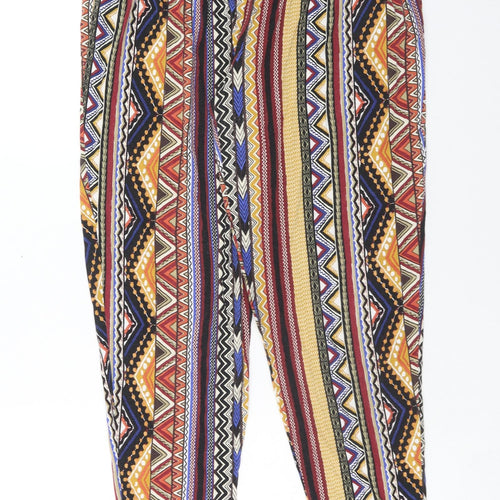 papaya Womens Multicoloured Geometric Viscose Windbreaker Trousers Size 12 Regular