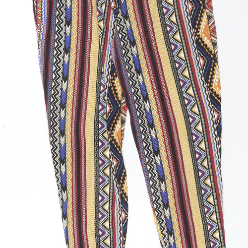 papaya Womens Multicoloured Geometric Viscose Windbreaker Trousers Size 12 Regular