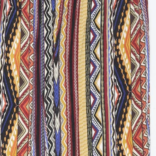 papaya Womens Multicoloured Geometric Viscose Windbreaker Trousers Size 12 Regular