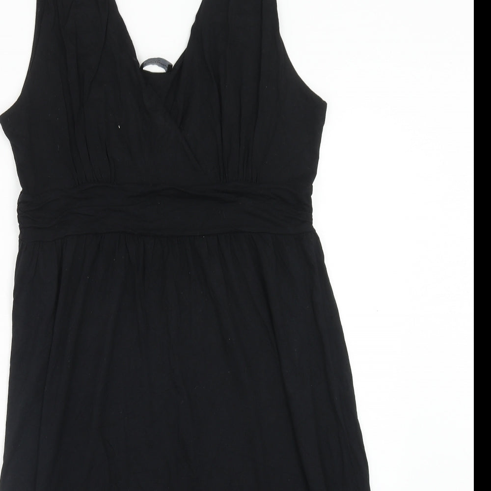 The White Company Womens Black Viscose Fit & Flare Size L Scoop Neck Pullover