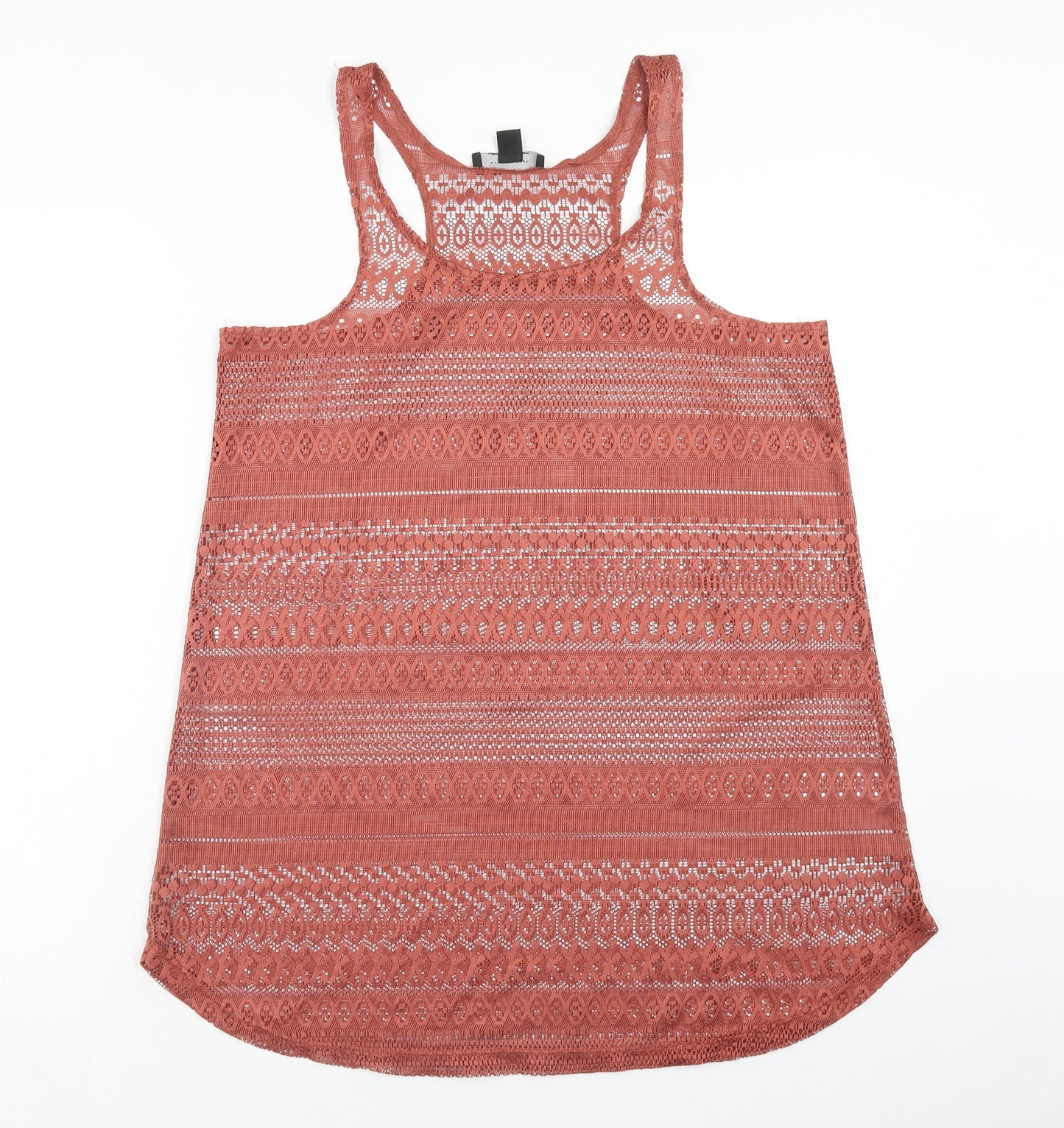 Atmosphere Womens Pink Geometric Polyester Basic Tank Size M Scoop Neck