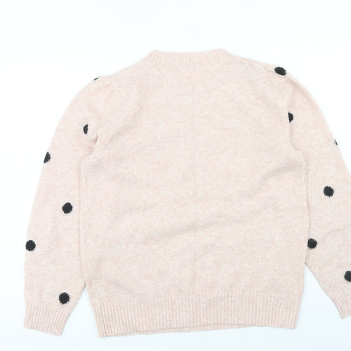 George Womens Pink Round Neck Polka Dot Polyester Pullover Jumper Size M