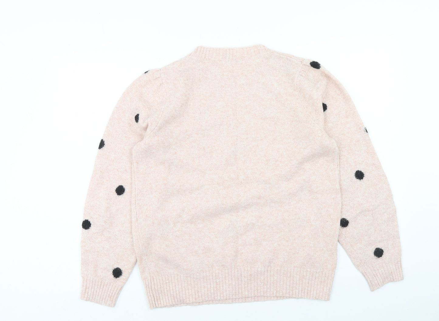 George Womens Pink Round Neck Polka Dot Polyester Pullover Jumper Size M