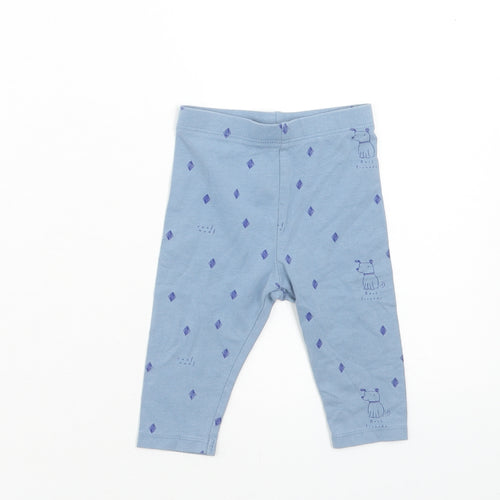 Marks and Spencer Girls Blue Cotton Jogger Leggings Size 3-6 Months Pullover - Dogs