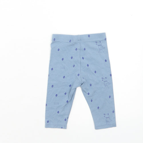 Marks and Spencer Girls Blue Cotton Jogger Leggings Size 3-6 Months Pullover - Dogs