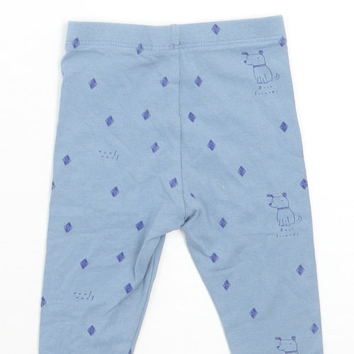 Marks and Spencer Girls Blue Cotton Jogger Leggings Size 3-6 Months Pullover - Dogs
