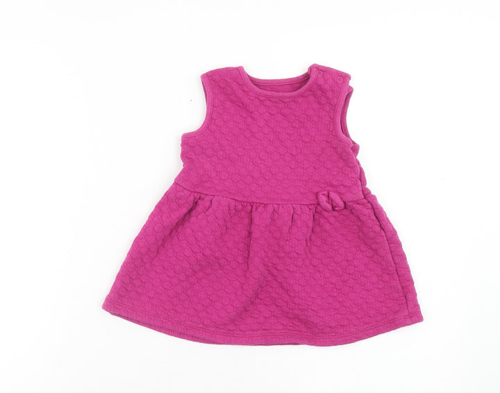 Nutmeg Girls Purple Cotton Skater Dress Size 9-12 Months Round Neck Button
