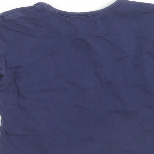 Marks and Spencer Girls Blue Cotton Basic T-Shirt Size 9-12 Months Round Neck Pullover