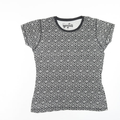 Atmosphere Womens Black Geometric Cotton Basic T-Shirt Size 12 Scoop Neck