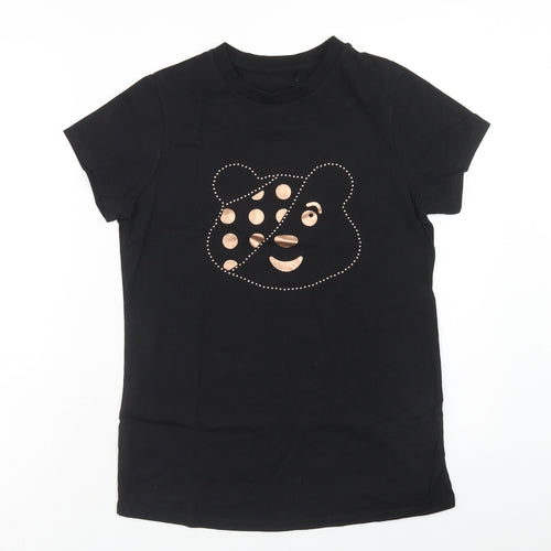 George Womens Black Cotton Basic T-Shirt Size 8 Scoop Neck - Pudsey