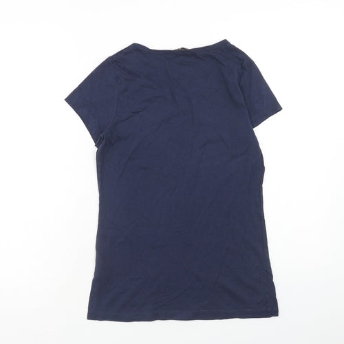 Originals Womens Blue Cotton Basic T-Shirt Size 10 Scoop Neck