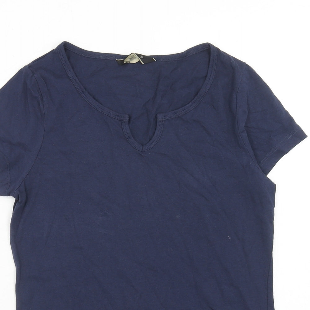 Originals Womens Blue Cotton Basic T-Shirt Size 10 Scoop Neck