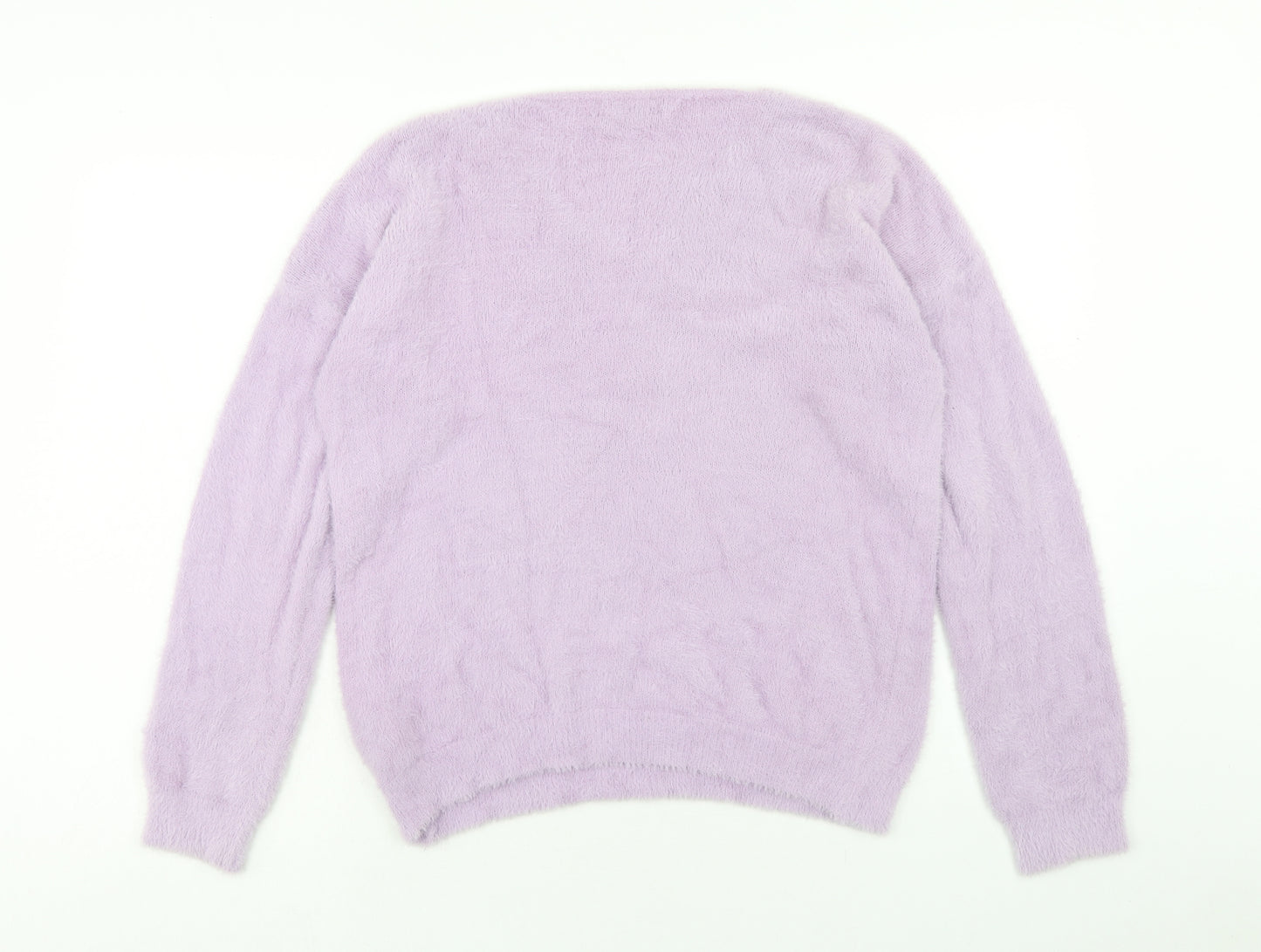 Luisa Ricci Womens Purple V-Neck Polyamide Pullover Jumper Size L - Fluffy