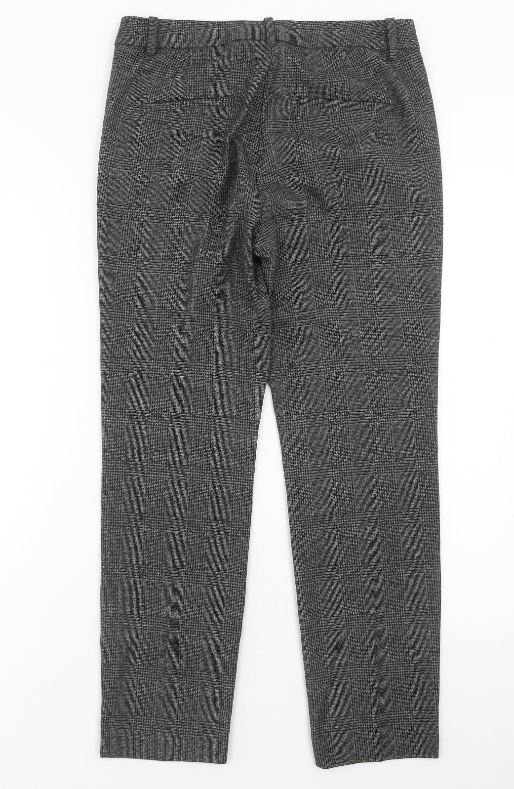 Zara Womens Grey Plaid Polyester Dress Pants Trousers Size S Regular Hook & Eye