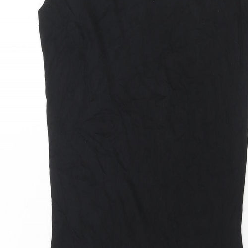 PRETTYLITTLETHING Womens Black Viscose Tank Dress Size 10 Scoop Neck Pullover