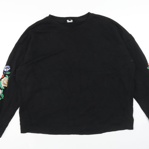 New Look Womens Black Cotton Pullover Sweatshirt Size 16 Pullover