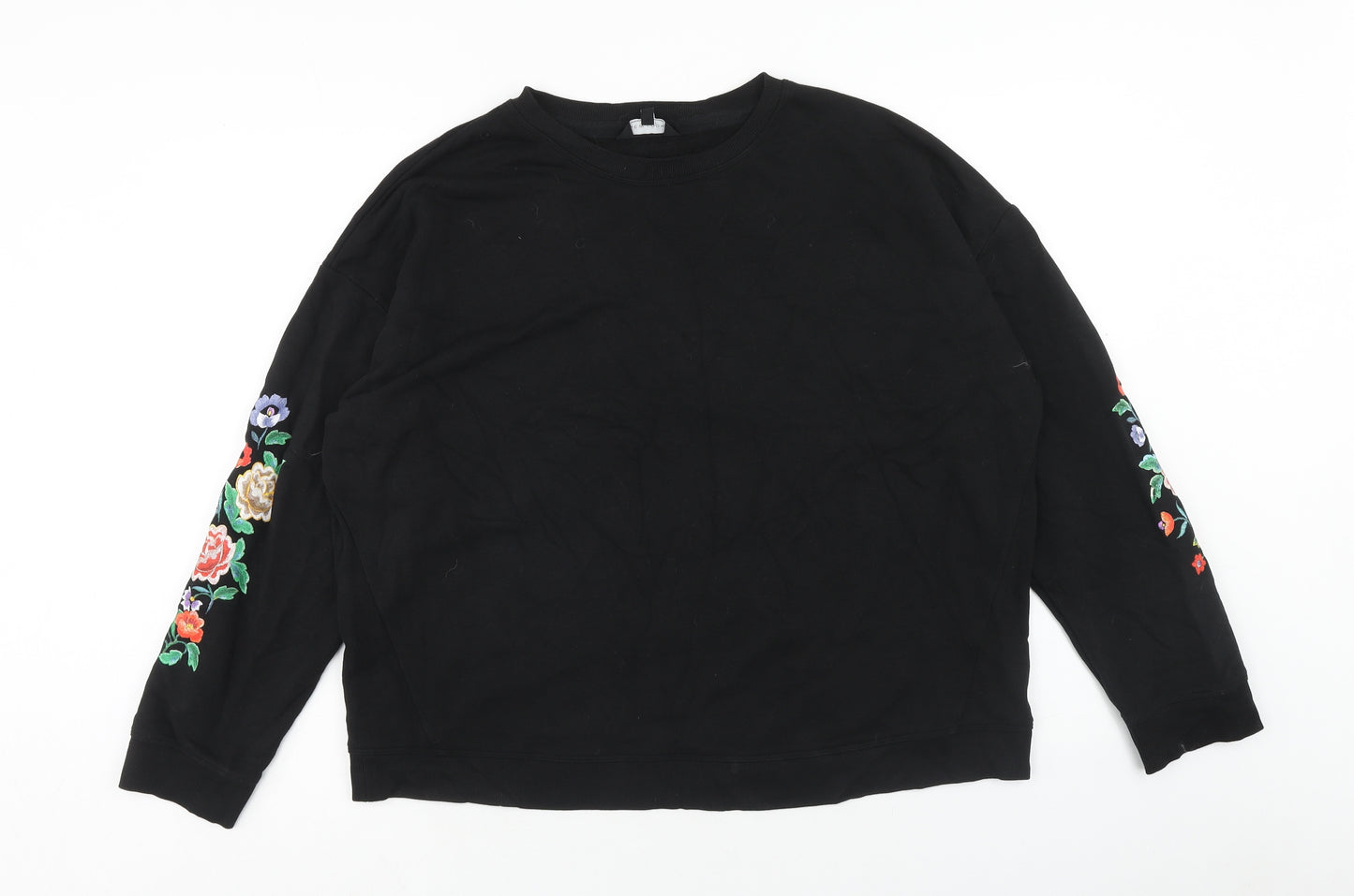 New Look Womens Black Cotton Pullover Sweatshirt Size 16 Pullover