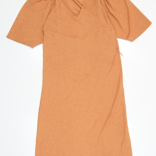 Zara Womens Orange Polyester Kaftan Size M V-Neck Pullover