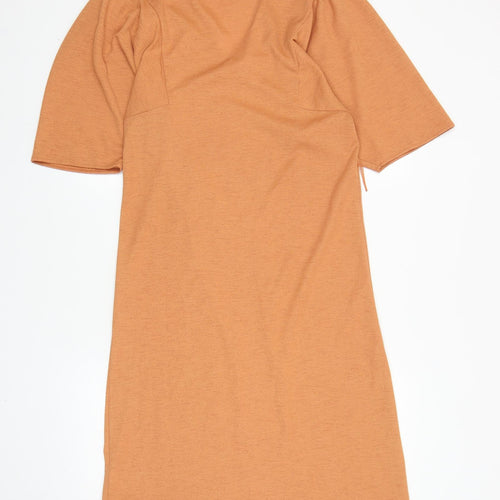 Zara Womens Orange Polyester Kaftan Size M V-Neck Pullover
