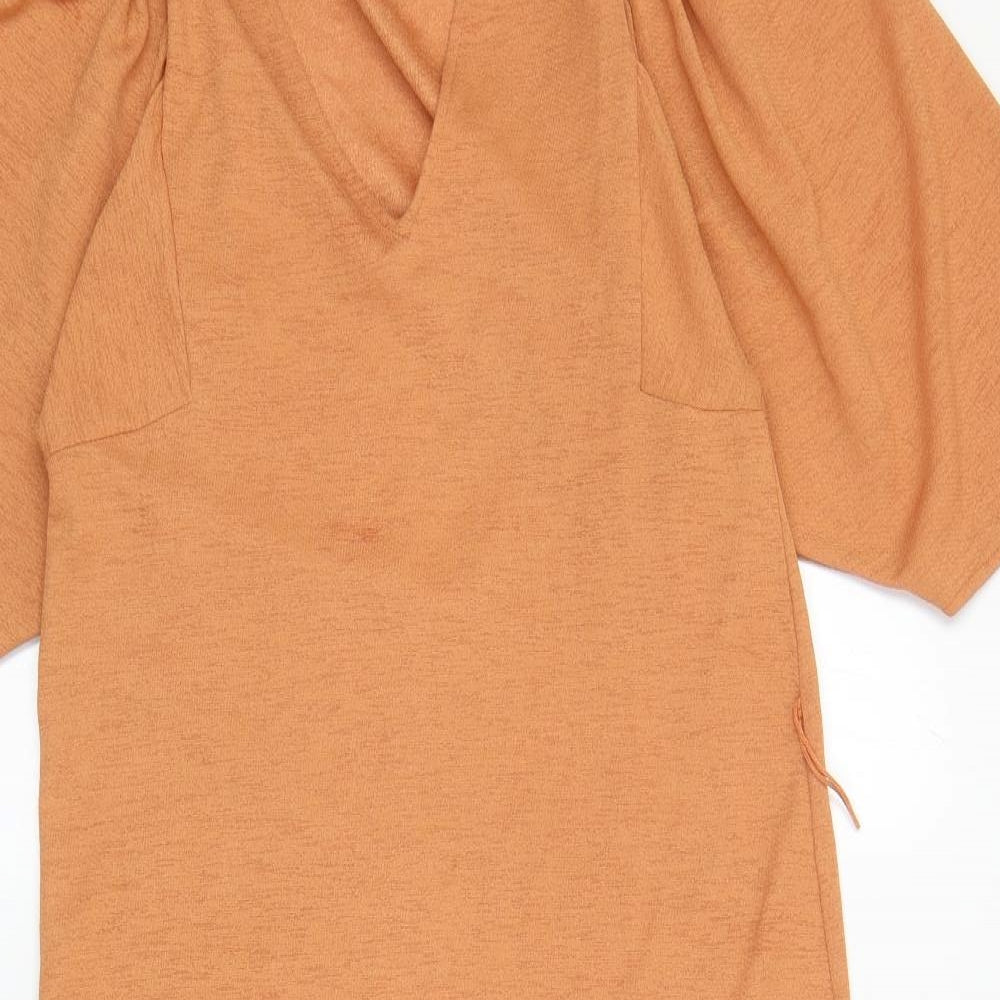 Zara Womens Orange Polyester Kaftan Size M V-Neck Pullover