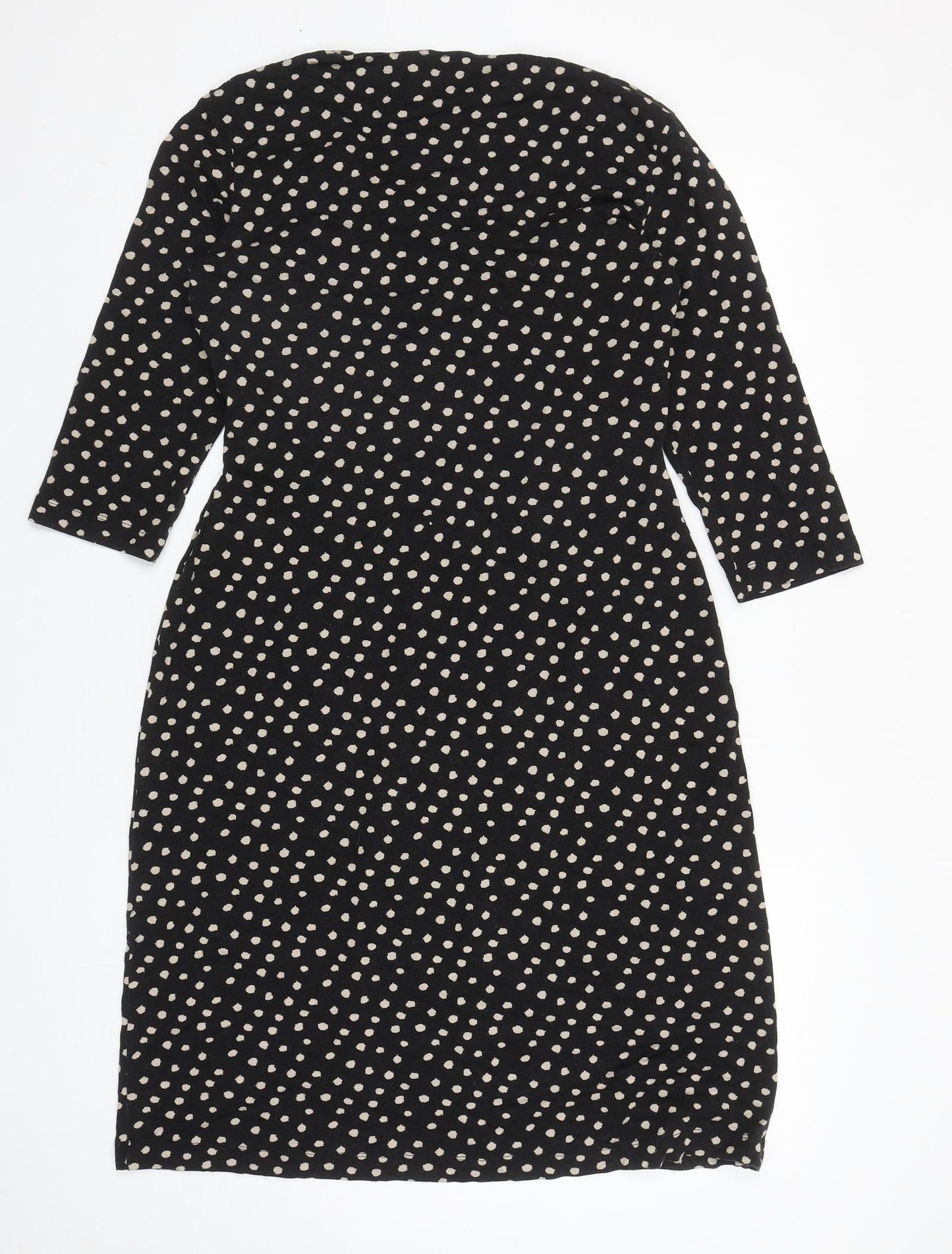 Hobbs Womens Black Polka Dot Viscose Trapeze & Swing Size 14 V-Neck Pullover