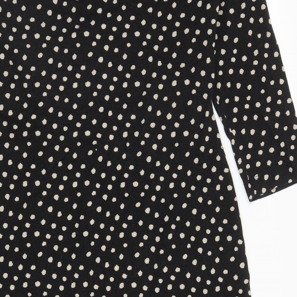 Hobbs Womens Black Polka Dot Viscose Trapeze & Swing Size 14 V-Neck Pullover