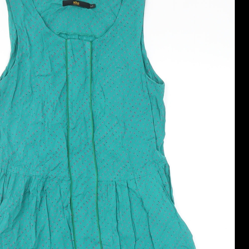 M Butterfly Womens Green Cotton Pinafore/Dungaree Dress Size L Roll Neck Pullover