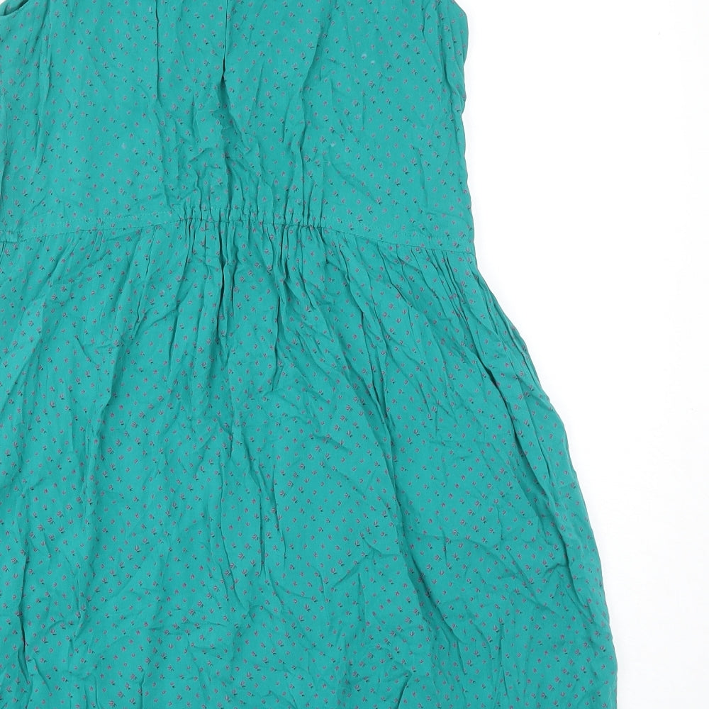 M Butterfly Womens Green Cotton Pinafore/Dungaree Dress Size L Roll Neck Pullover