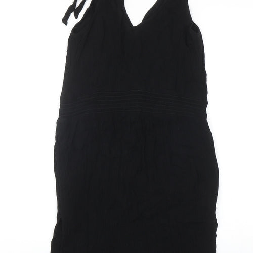 NEXT Womens Black Viscose A-Line Size 12 V-Neck Tie