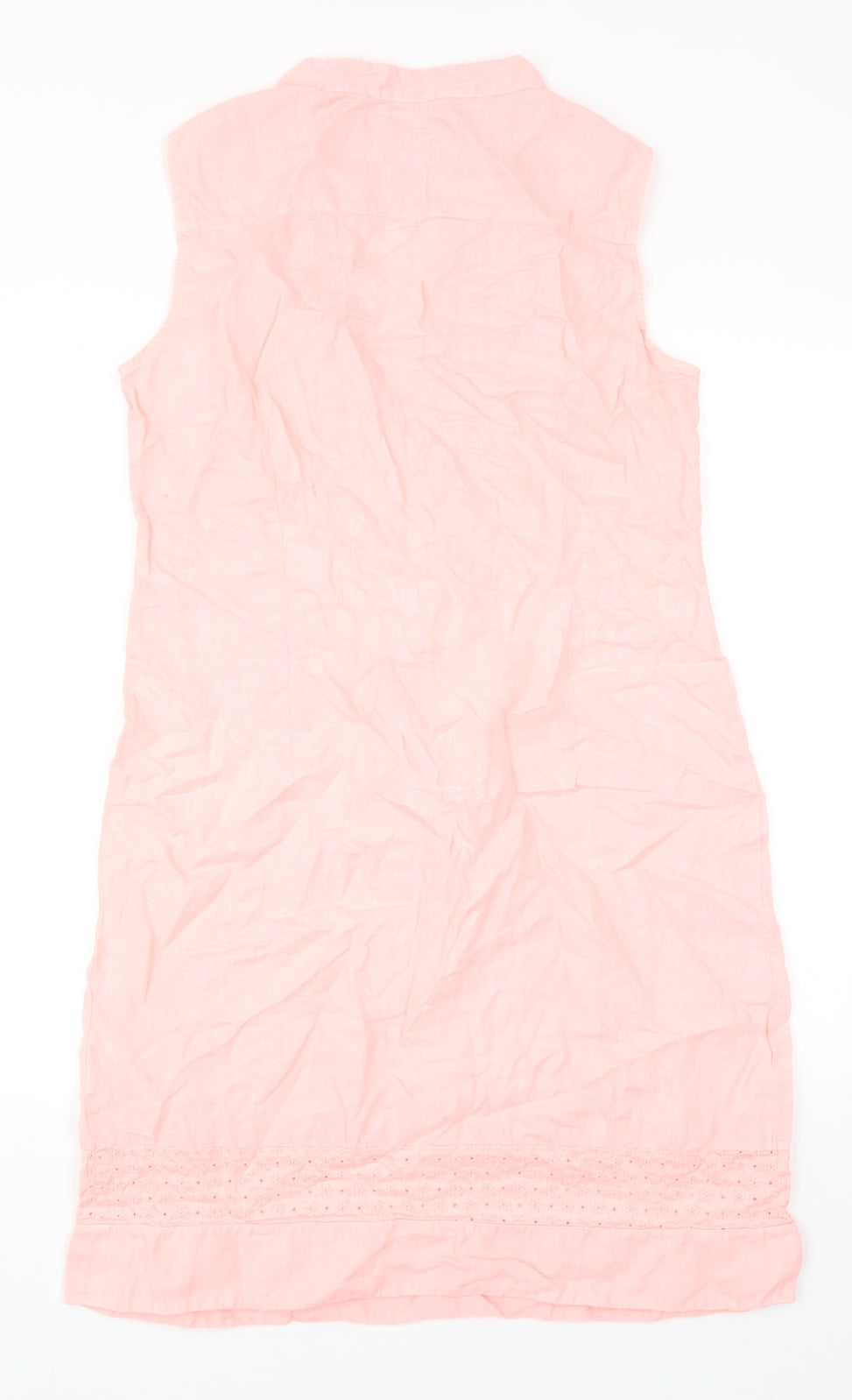 0039 Italy Womens Pink Cotton A-Line Size M V-Neck Pullover