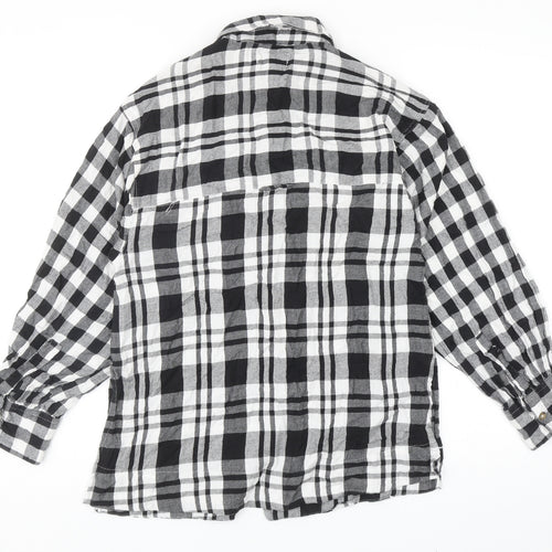Topshop Womens Black Geometric Cotton Basic Button-Up Size XS V-Neck