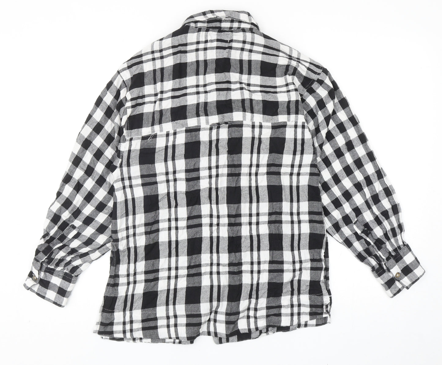 Topshop Womens Black Geometric Cotton Basic Button-Up Size XS V-Neck
