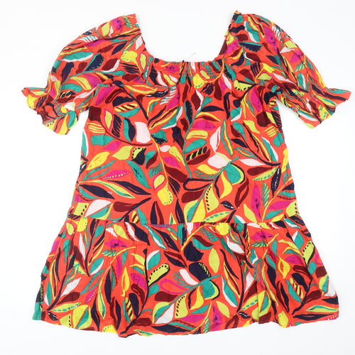 TU Womens Multicoloured Geometric Cotton Shift Size 10 Square Neck Pullover