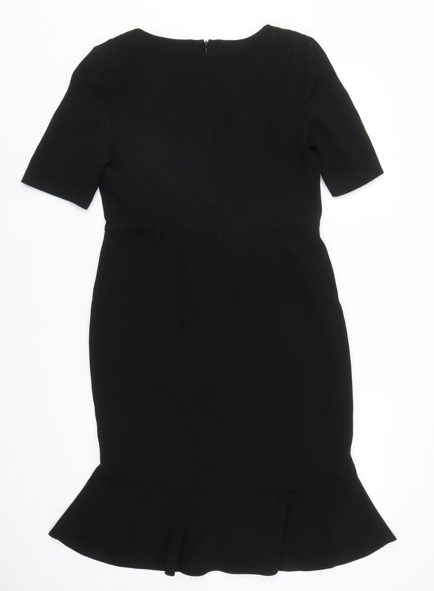 Marks and Spencer Womens Black Polyester Pencil Dress Size 12 Square Neck Zip