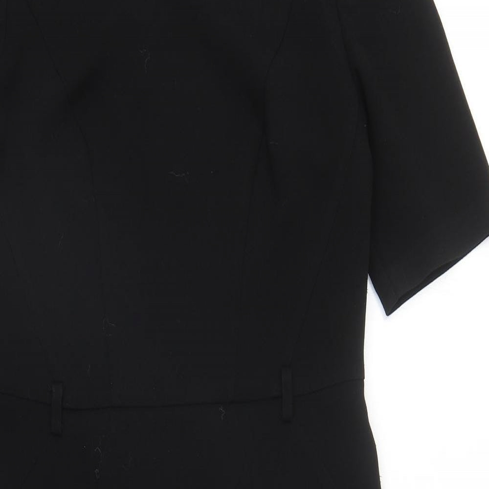Marks and Spencer Womens Black Polyester Pencil Dress Size 12 Square Neck Zip