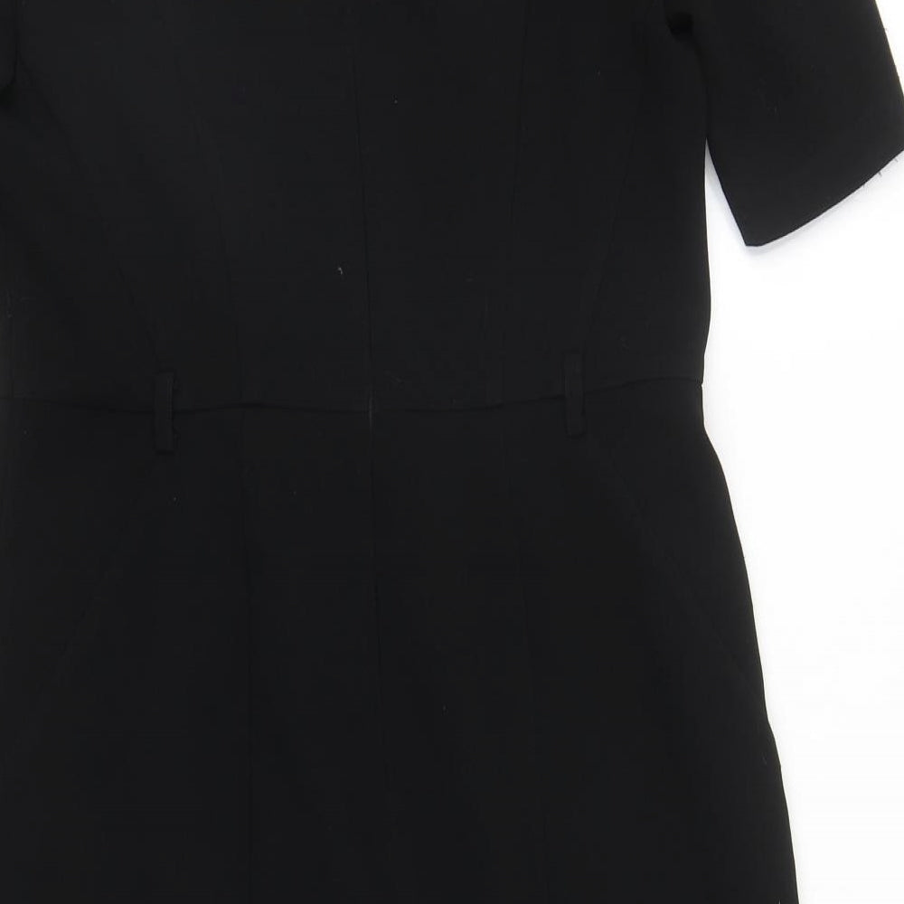 Marks and Spencer Womens Black Polyester Pencil Dress Size 12 Square Neck Zip