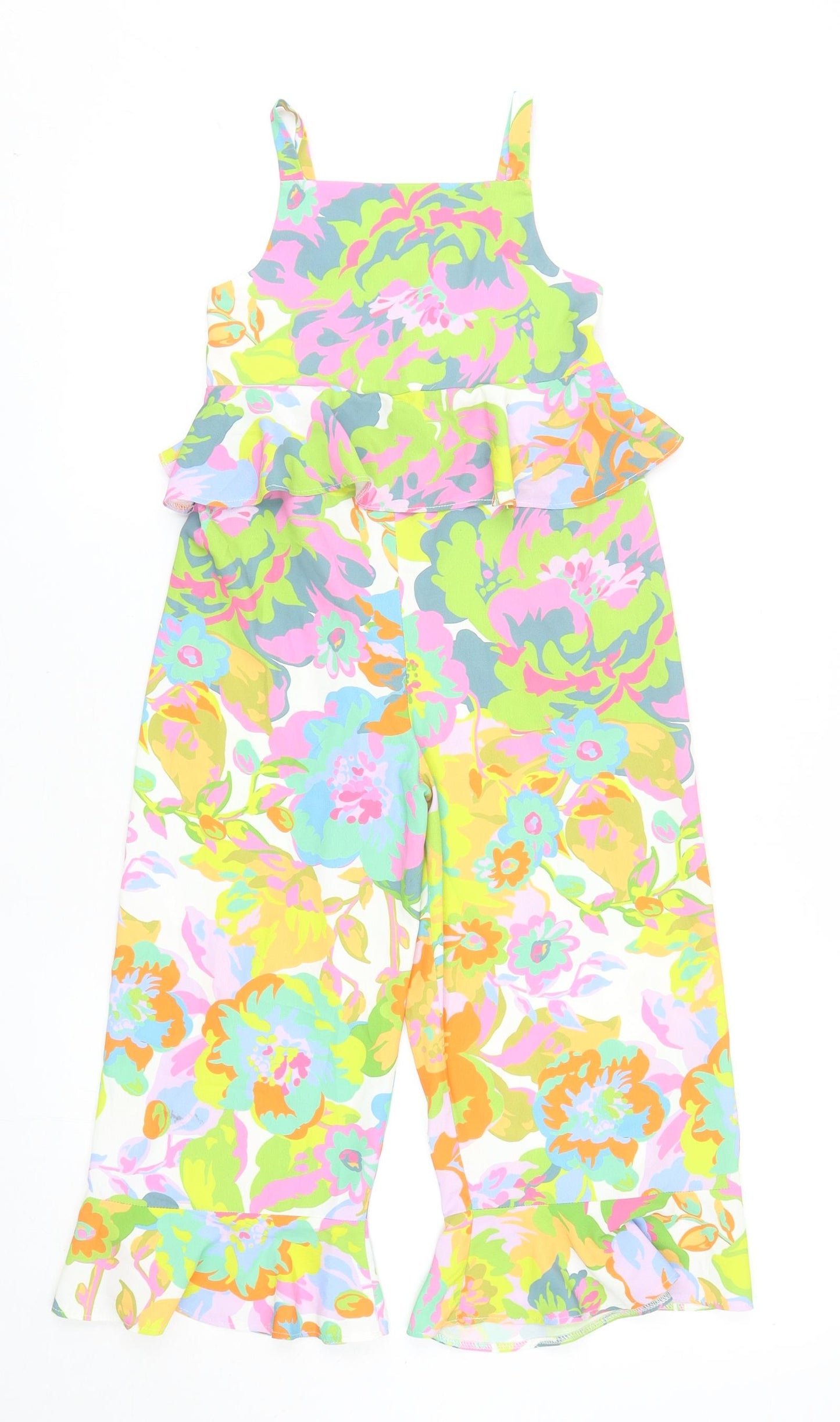 Never Fully Dressed Girls Multicoloured Striped Polyester Jumpsuit One-Piece Size 6-7 Years Pullover