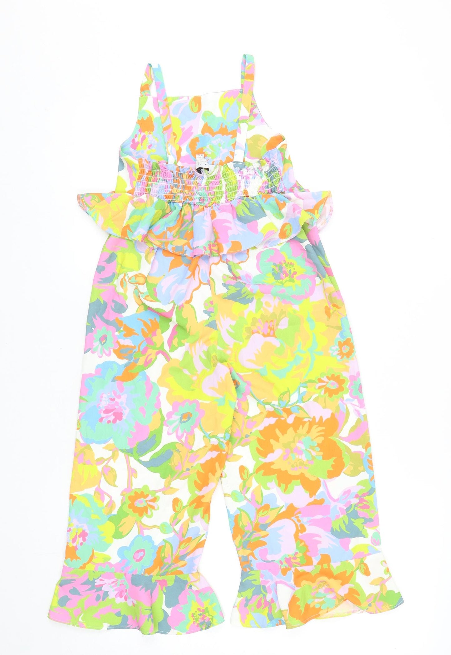 Never Fully Dressed Girls Multicoloured Striped Polyester Jumpsuit One-Piece Size 6-7 Years Pullover