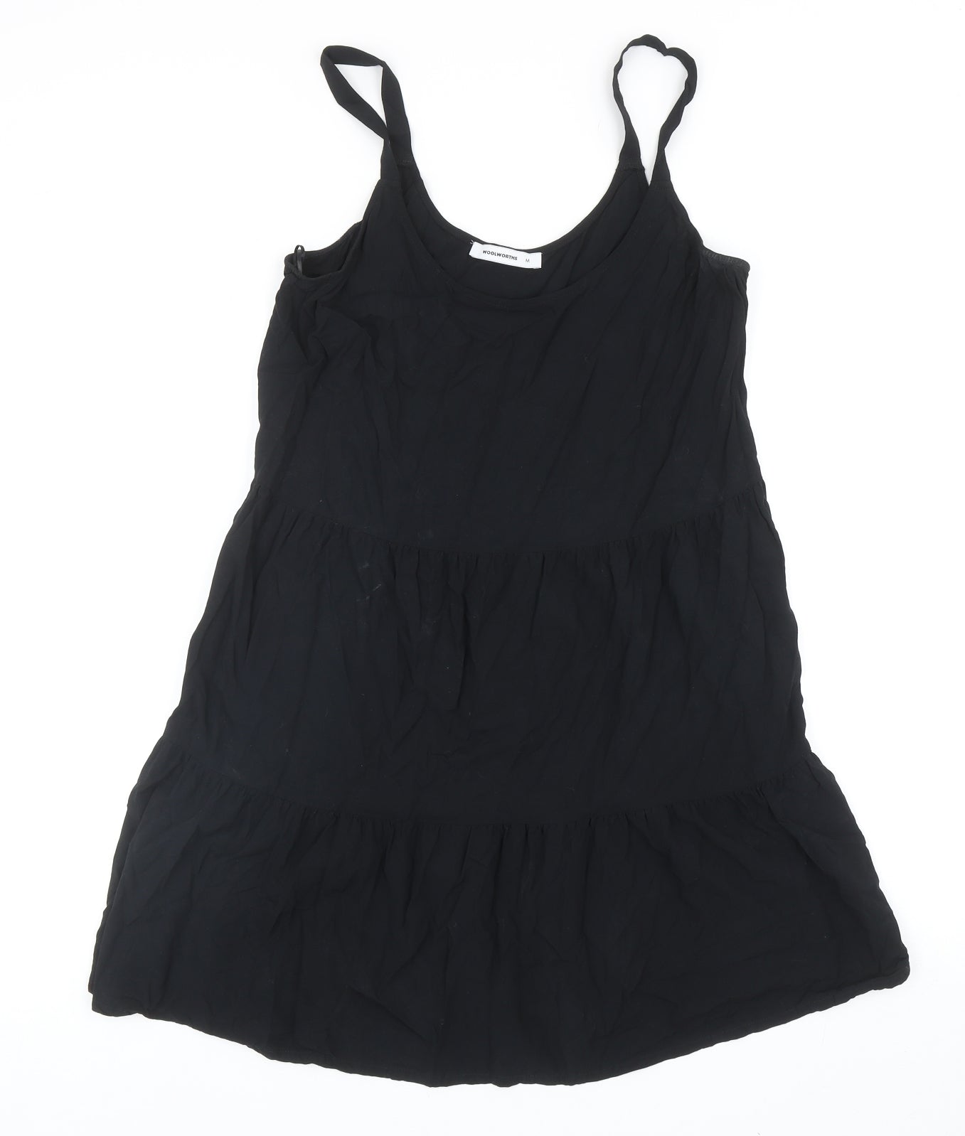 Woolworths Womens Black Viscose Tank Dress Size M Scoop Neck Pullover