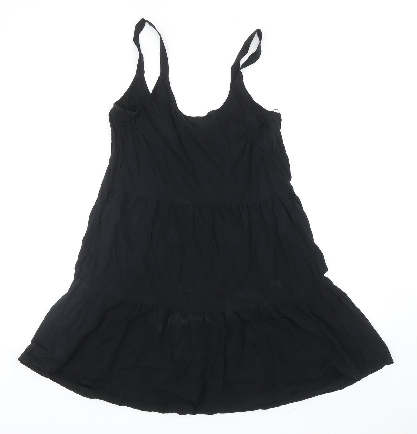 Woolworths Womens Black Viscose Tank Dress Size M Scoop Neck Pullover