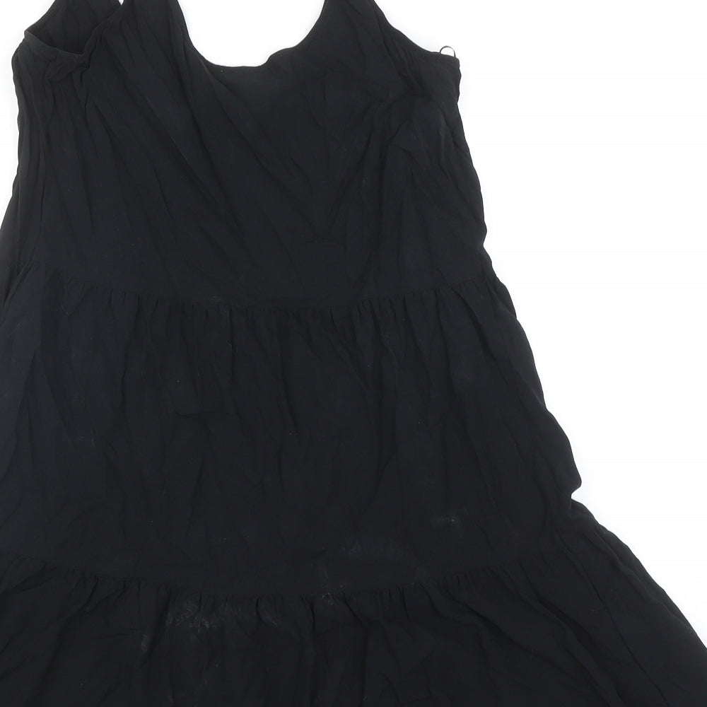 Woolworths Womens Black Viscose Tank Dress Size M Scoop Neck Pullover