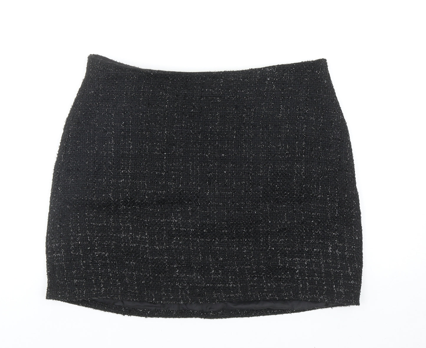 Primark Womens Black Geometric Polyester Mini Skirt Size 16 Zip