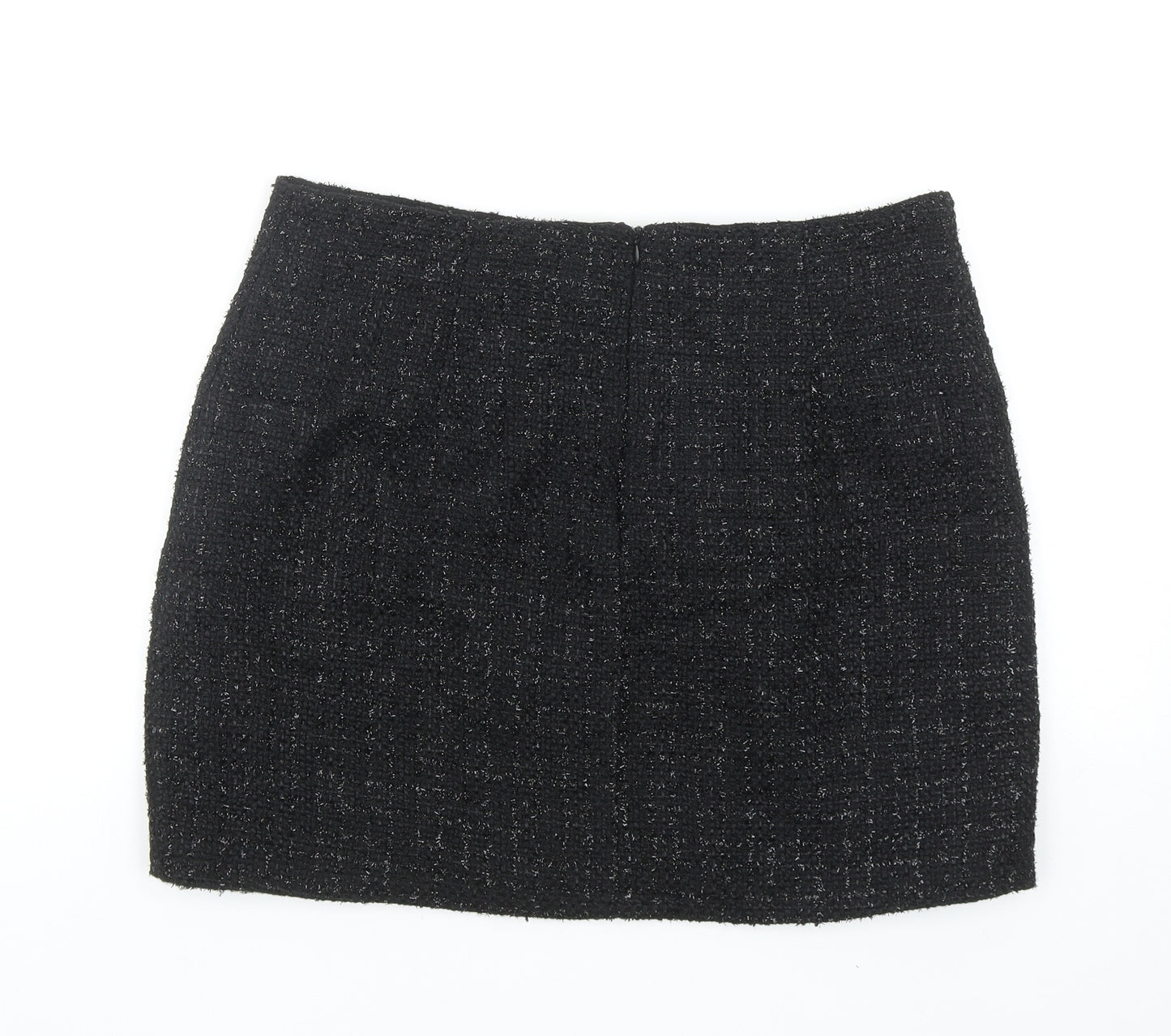 Primark Womens Black Geometric Polyester Mini Skirt Size 16 Zip