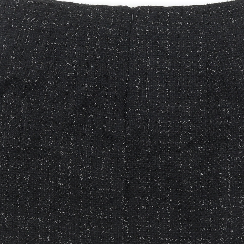 Primark Womens Black Geometric Polyester Mini Skirt Size 16 Zip