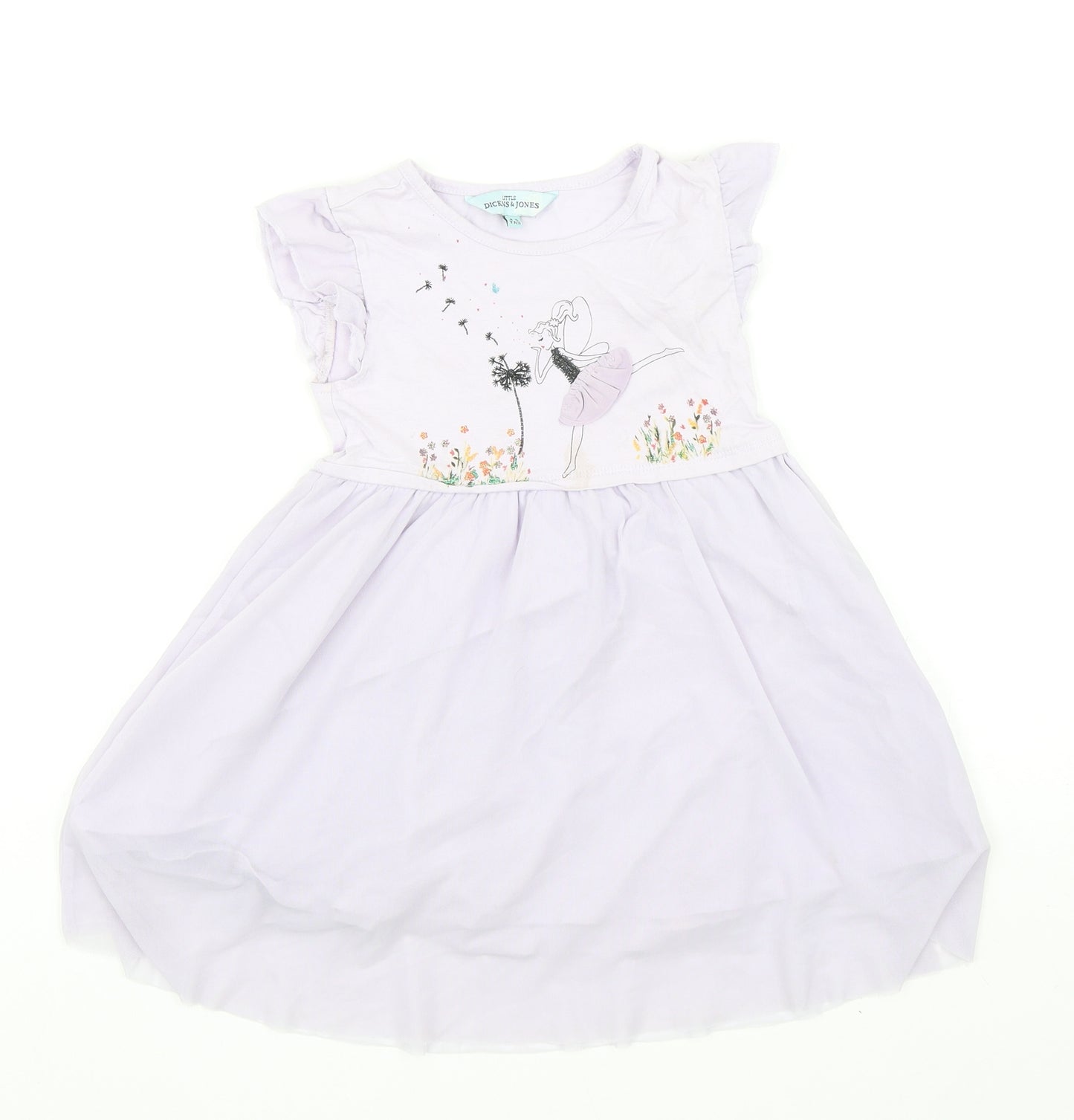 Dickins & Jones Girls Purple Cotton Fit & Flare Size 4-5 Years Round Neck Pullover - Ballerina