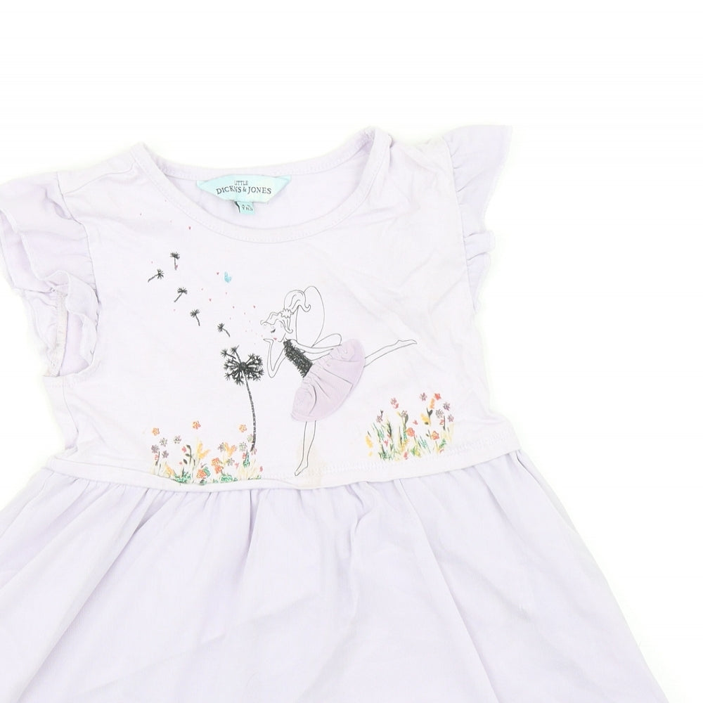 Dickins & Jones Girls Purple Cotton Fit & Flare Size 4-5 Years Round Neck Pullover - Ballerina