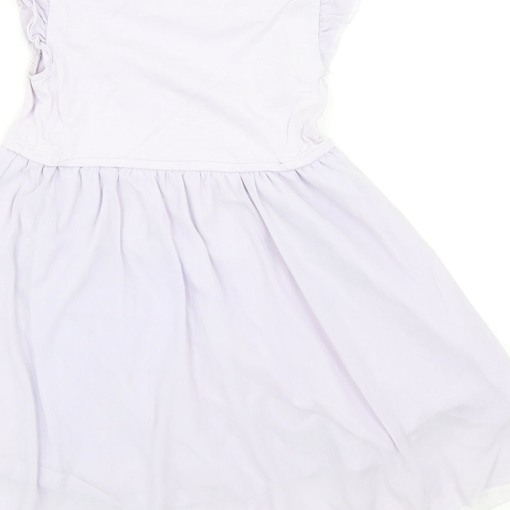 Dickins & Jones Girls Purple Cotton Fit & Flare Size 4-5 Years Round Neck Pullover - Ballerina